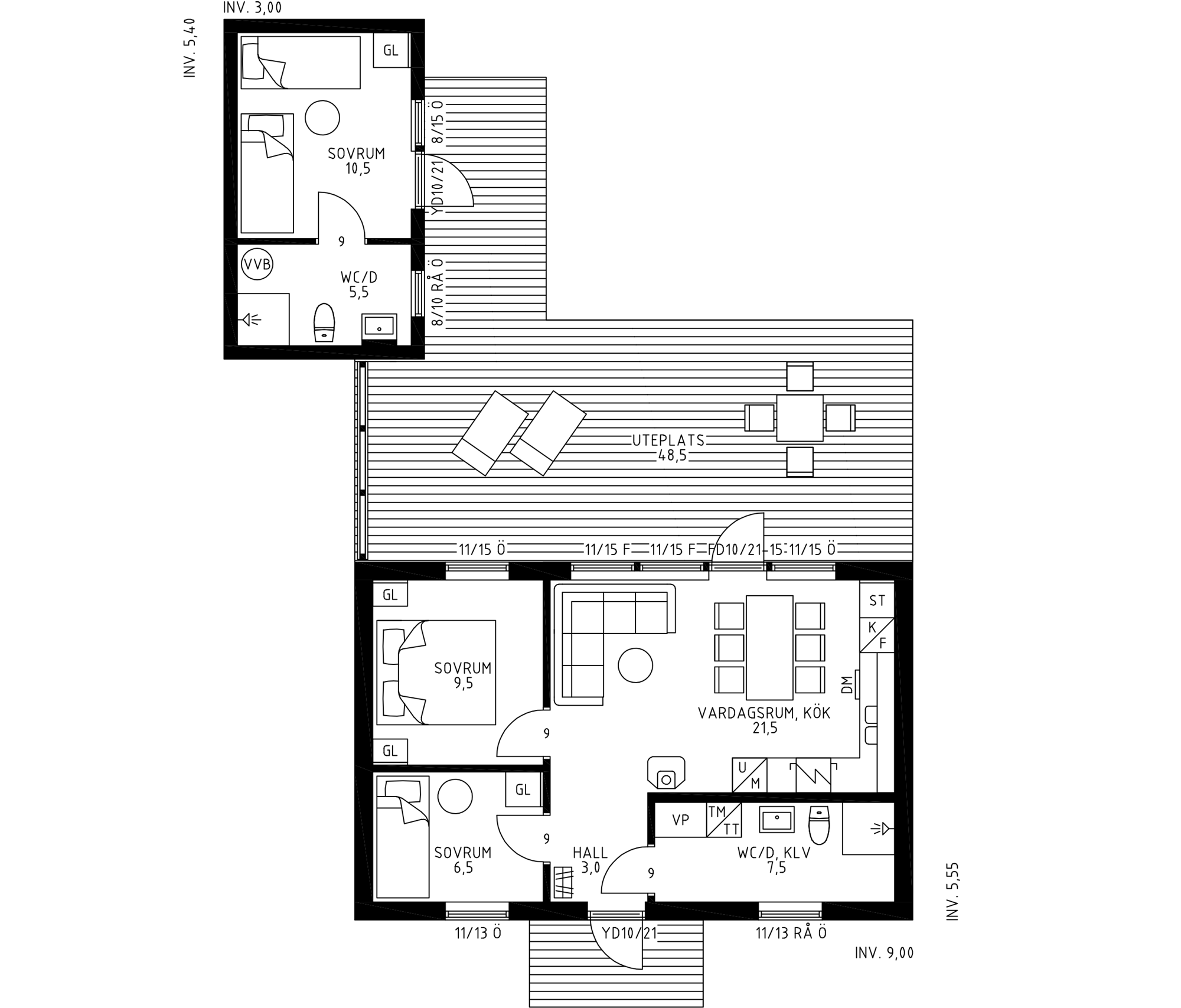 Planlösning Lindö med gäststuga